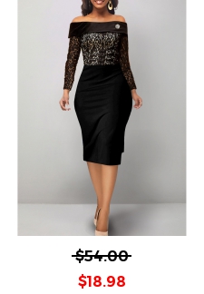 Long Sleeve Lace Black Off Shoulder Bodycon Dress