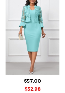 Two Piece Mint Green Dress and Cardigan