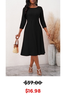 Black 3/4 Sleeve Round Neck Dress