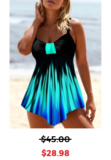 Asymmetric Hem Cyan Ombre Swimdress Top