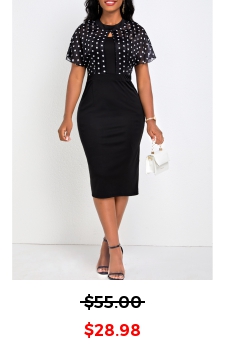 Polka Dot Round Neck White Bodycon Dress