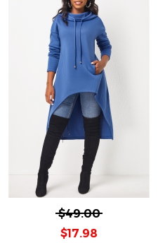Pocket Long Sleeve Dusty Blue Hoodie