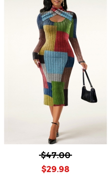 Criss Cross Rainbow Color Halter Bodycon Dress