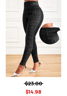 Black Elastic Waist High Waisted Ankle Length Leggings
