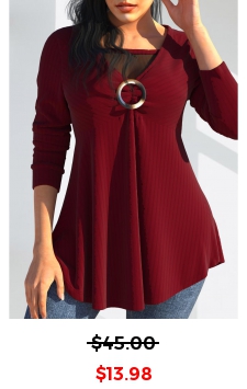 Wine Red Mesh Stitching Long Sleeve T Shirt