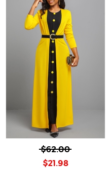 Yellow Button Dress and Long Sleeve Cardigan