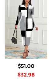 Geometric Print Zipper Grey Long Sleeve Bodycon Dress