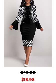 Geometric Print Fake 2in1 Black Bodycon Dress