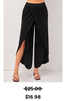 High Waisted Side Slit Black Pants
