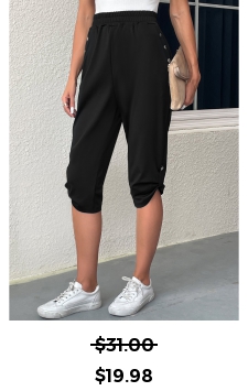 High Waisted Pocket Black Jogger Elastic Waist Pants