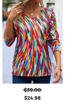 Long Sleeve Dazzle Colorful Print T Shirt