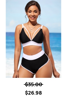 Black High Waisted Contrast Bikini Set