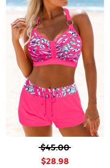 Mid Waisted Zebra Stripe Print Bikini Set