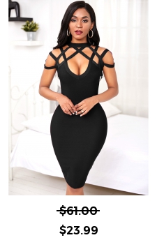 Black Lattice Yoke Sheath Dress