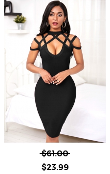 Black Lattice Yoke Sheath Dress