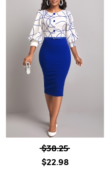Graffiti Print Dark Blue Round Neck Bodycon Dress