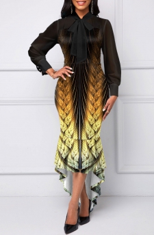Tribal Print Mermaid Black High Low Bodycon Dress