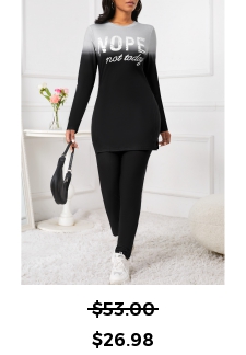 Ombre Split Black Ankle Length Skinny Top and Pants