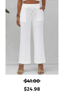 Double Side Pockets White High Waisted Pants