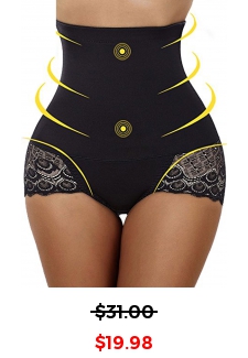 Lace Panel Black High Waisted Shapewear