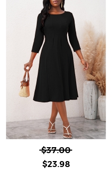 Black 3/4 Sleeve Round Neck Dress