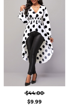 Polka Dot Long Sleeve White Smocked Blouse