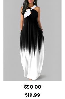 Ombre Criss Cross White O Shape Maxi Dress