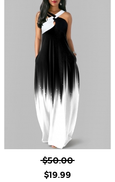 Ombre Criss Cross White O Shape Maxi Dress