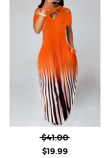 Ombre Criss Cross Orange Maxi Dress