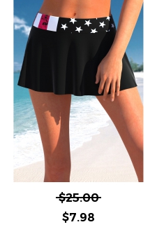 Flag Print Black Mid Waisted Pantskirt