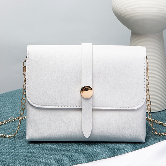 White Chains PU Detail Magnetic Crossbody Bag