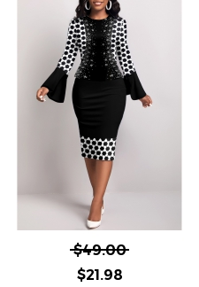 Geometric Print Fake 2in1 Black Bodycon Dress