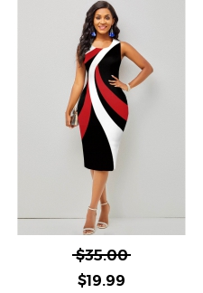 Contrast Printed Sleeveless Round Neck Dress