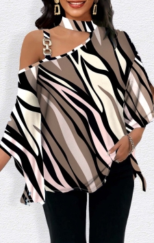 Multi Stripe Print Patchwork T Shirt