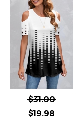 White Cold Shoulder Geometric Print T Shirt
