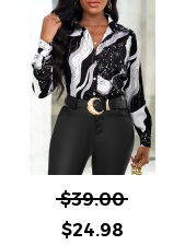 Galaxy Print Shirt Collar White Long Sleeve Blouse