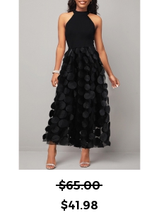Round Neck Patchwork Black Sleeveless Maxi Dress