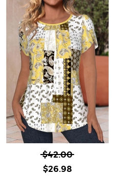 Tribal Print Cut Out Light Yellow Short Sleeve Blouse