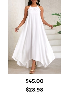 Tie Back Handkerchief Hem White Beach Dress