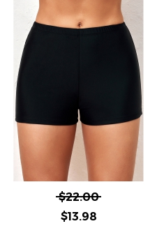 Mid Waisted Elastic Detail Black Swimwear Shorts