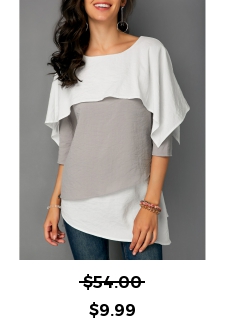 Overlay Detail Layered Hem Contrast Blouse