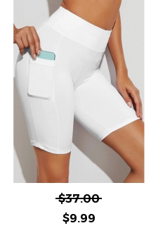 Solid High Waisted Pocket Swim Shorts 