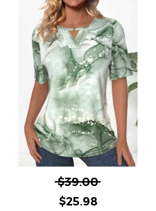 Marble Print Tuck Stitch Light Green T Shirt