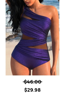 Shinning Mesh Dark Purple One Piece Swimwear