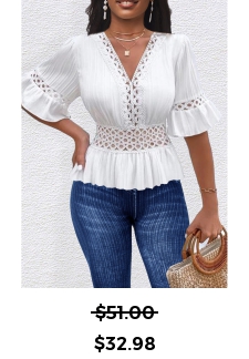 White V Neck Half Sleeve Patchwork T Shirt