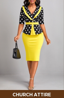 Polka Dot Patchwork Yellow V Neck Bodycon Dress